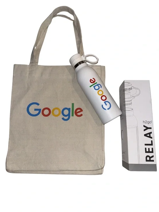 Google Water Bottle & Canvas Tote - Picture 1 of 3